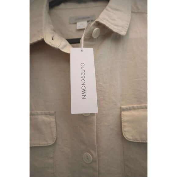 Outerknown 2130104 Women's Sz Medium Beige S/S Linen Button-Up Jumpsuit - Picture 7 of 11